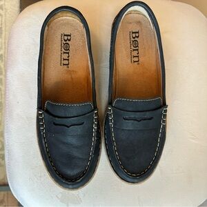 Born Nerina Nubuck leather women’s  black Leather Loafers, size 9/40.5